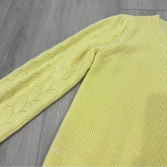 27 Miles cashmere Hinnen crewneck sweater Delicate Pointelle Stitch yellow XS - Picture 4 of 8